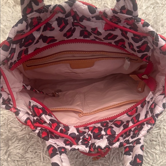 MZWallace Metro Convertible Heart Patterned Backpack - Red and Black Quilted - Picture 5 of 9